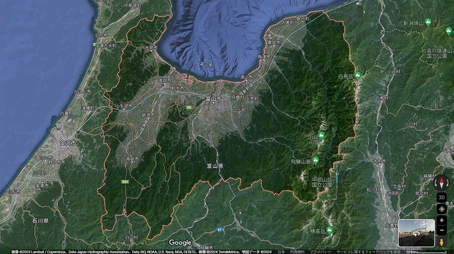 富山県      の地図